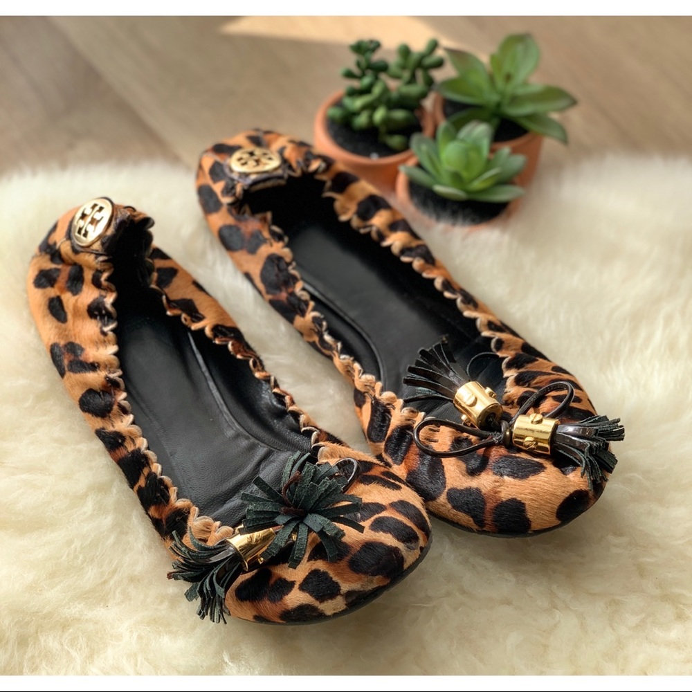 💕TORY BURCH • Leopard Reese Tassel Detail Flat